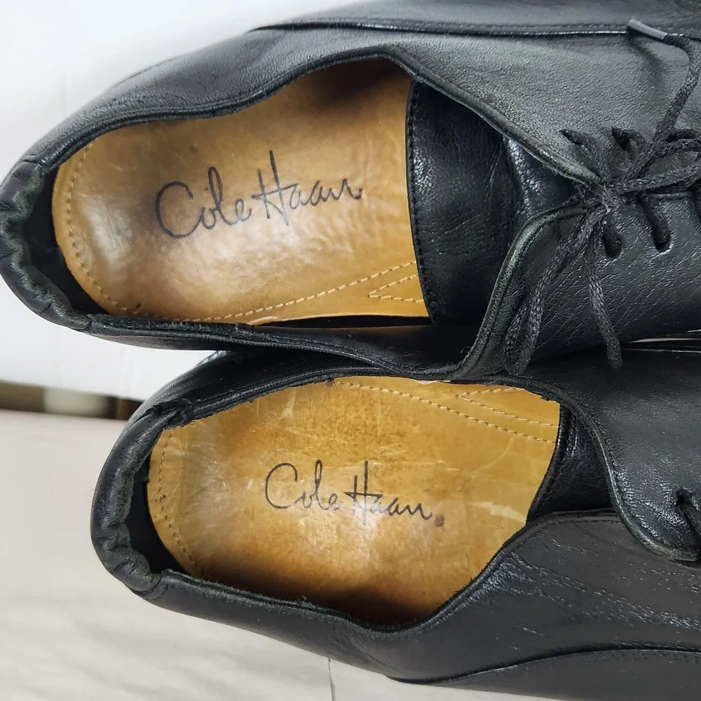 COLE HAAN Mens Dress Shoes Soft Black Leather Lace Up Plain Toe Oxfords Size 13M